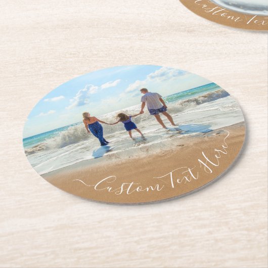 写真カスタム紙コースターあなたの写真と文字 ラウンドペーパーコースター (アングル)