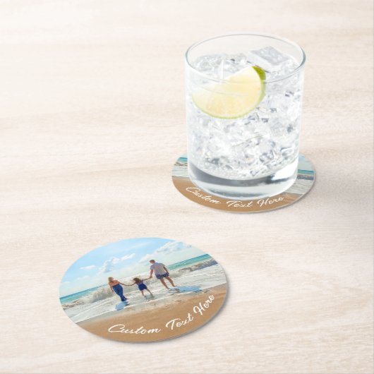 写真カスタム紙コースターと文字名 ラウンドペーパーコースター (インサイチュ)