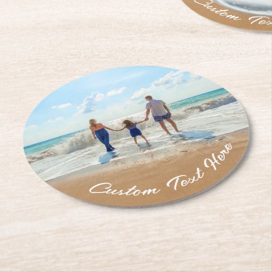 写真カスタム紙コースターと文字名 ラウンドペーパーコースター (アングル)
