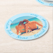 写真カスタム紙コースターと文字名 ラウンドペーパーコースター (アングル)