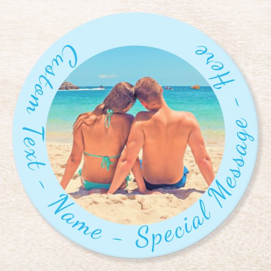 写真カスタム紙コースターと文字名 ラウンドペーパーコースター (正面)