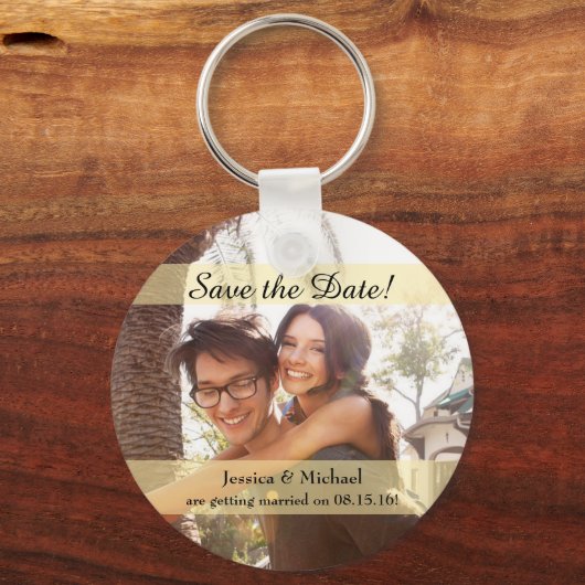 写真カスタム結婚式の日付の保存 キーホルダー (正面)