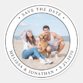 写真カスタム結婚式の日付の保存 ラウンドシール (正面)