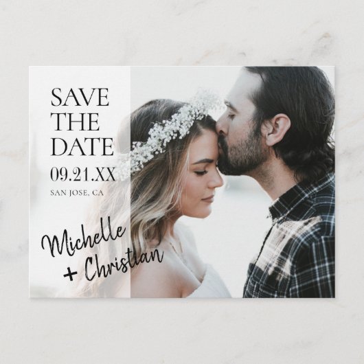 写真カスタム結婚式の日付の保存 案内ポストカード (正面)