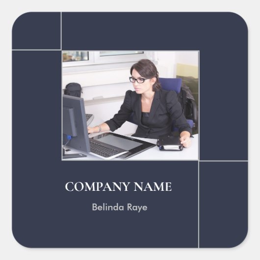 写真カスタム線（青） スクエアシール (正面)