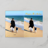 写真カスタム誕生日カードあなたの写真と文字 箔グリーティングカード (外側レイダウン)