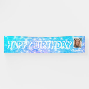 写真カスタム誕生日プールパーティープール水リップル 横断幕