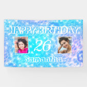 写真カスタム誕生日プールパーティー青い水リップル 横断幕 (横)