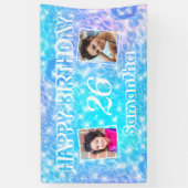 写真カスタム誕生日プールパーティー青い水リップル 横断幕 (縦)