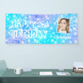 写真カスタム誕生日プールパーティー青い水リップル 横断幕 (トレードショー)