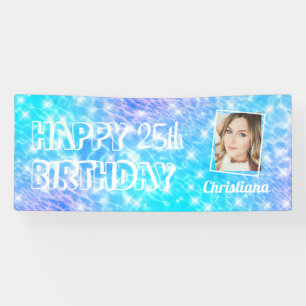 写真カスタム誕生日プールパーティー青い水リップル 横断幕
