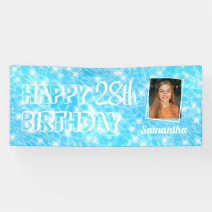 写真カスタム誕生日プールパーティー青い水リップル 横断幕