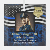 写真カスタム警察の法執行機関 ガラスオーナメント (正面)