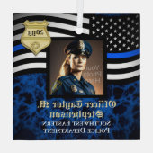 写真カスタム警察の法執行機関 ガラスオーナメント (裏面)