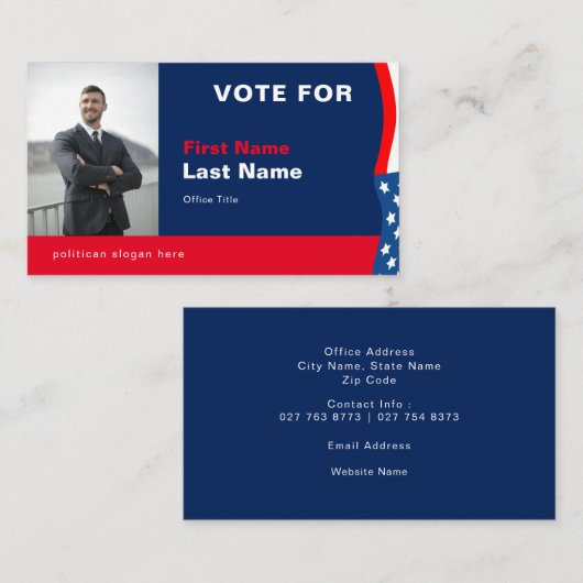 写真カスタム選挙キャンペーン名刺 名刺 (正面/裏面)
