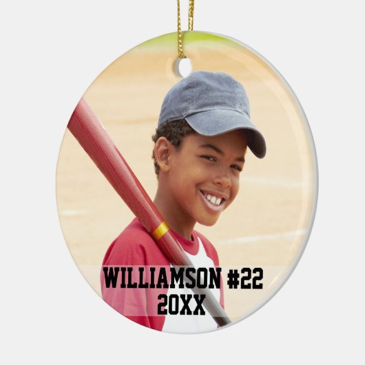 写真カスタム野球またはスポーツ セラミックオーナメント (左)