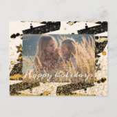 写真カスタム金ゴールドスタイリッシュブラックのクリスマスツリー ポストカード (正面)