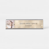 写真カスタム金ゴールドモノグラモダンム デスクネームプレート (正面)