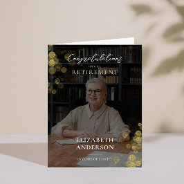 写真カスタム金ゴールド紙吹雪退職従業員 サンキューカード