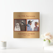 写真カスタム金ゴールド記念日 スクエア壁時計 (ホーム)