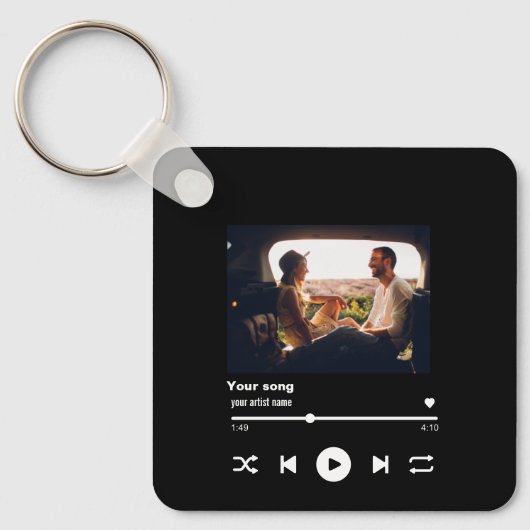 写真カスタム鍵付きソングQRコードパーソナライズされた キーホルダー (正面)