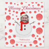 写真カスタム雪だるま ワインラベル (シングルラベル)