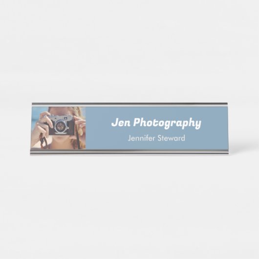 写真カスタム青の写真家 デスクネームプレート (正面)