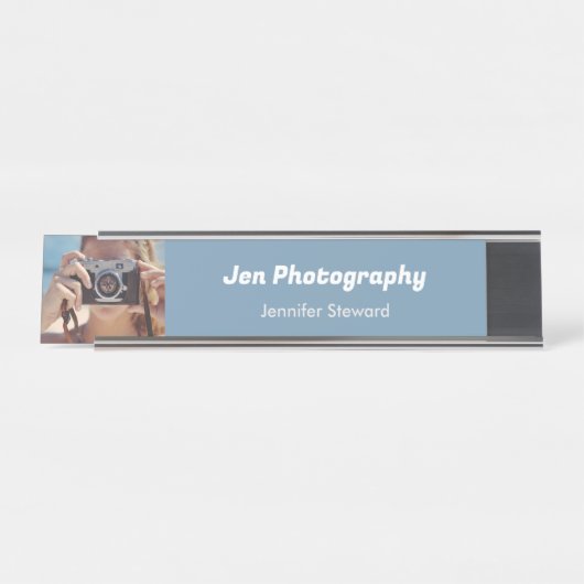 写真カスタム青の写真家 デスクネームプレート (正面)