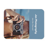 写真カスタム青の写真家 マグネット (横)