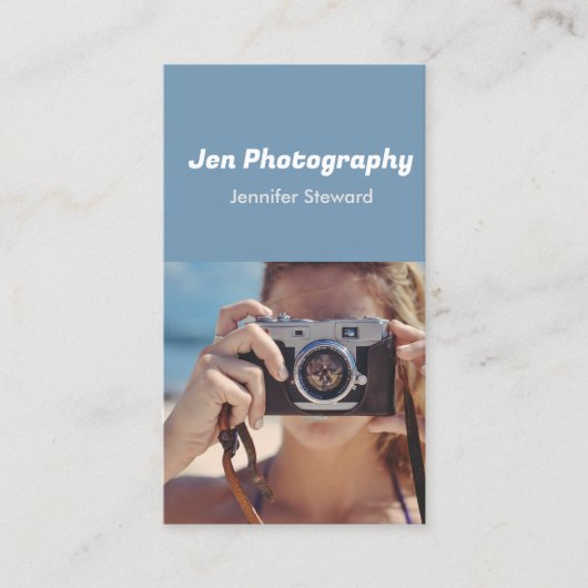 写真カスタム青 名刺 (正面)