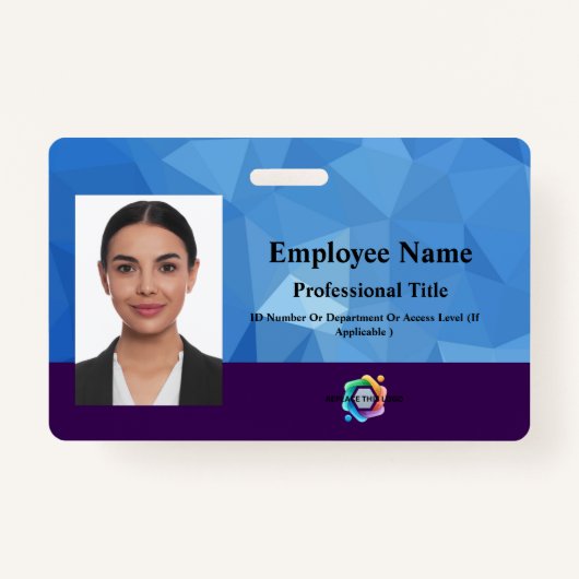 写真カスタム、バーコード、ロゴ付き従業員バッジ バッジ (正面)