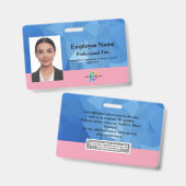 写真カスタム、バーコード、ロゴ付き従業員バッジ バッジ (正面＆裏面)