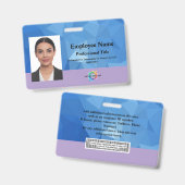 写真カスタム、バーコード、ロゴ付き従業員バッジ バッジ (正面＆裏面)