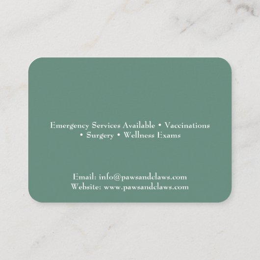 写真カスタム、ロゴ付き獣医名刺 名刺 (裏面)