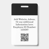 写真カスタム、ロゴ、QR付き黒の従業員バッジ バッジ (裏面)
