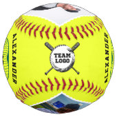 写真カスタム、名前、チームロゴ付きソフトボール ソフトボール (裏面)