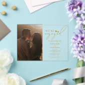 写真カスタム、金ゴールドアクリル婚約パーティ アクリル招待状 (インサイチュ (ウェディング))