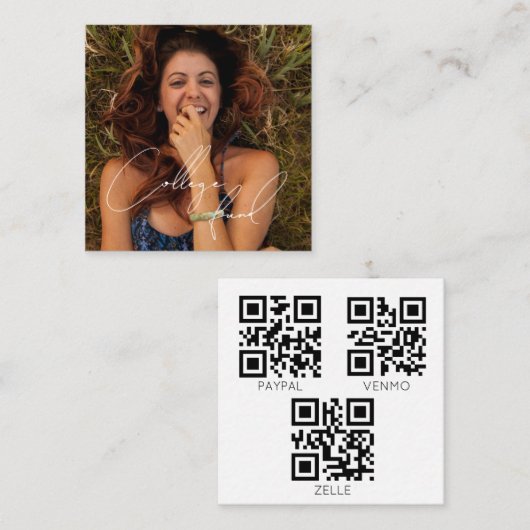 写真カスタムqrコード大学卒業基金 エンクロージャーカード (正面/裏面)