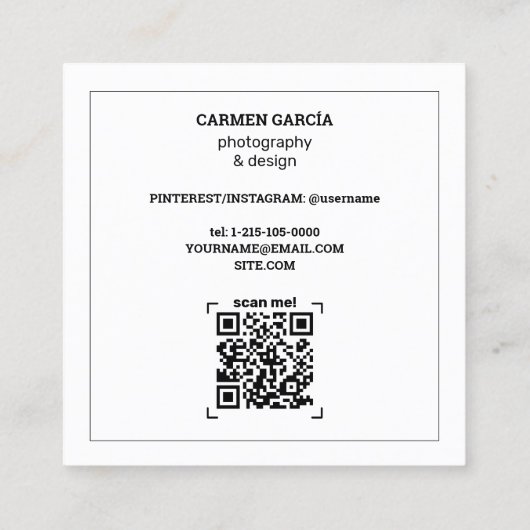 写真カスタムQR スクエア名刺 (裏面)