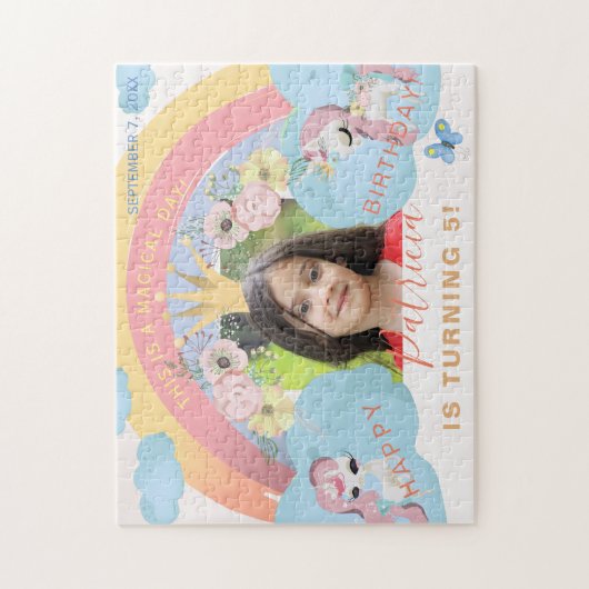 写真カスタムunicorn女の子の誕生日の記念ギフト ジグソーパズル (縦)