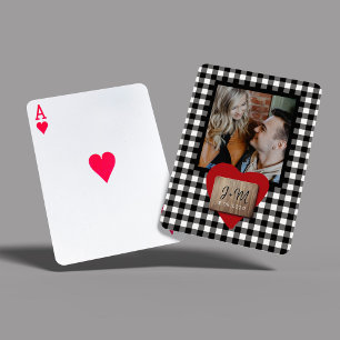 写真カスタムValentines Dayカップルイニシャルハート トランプ