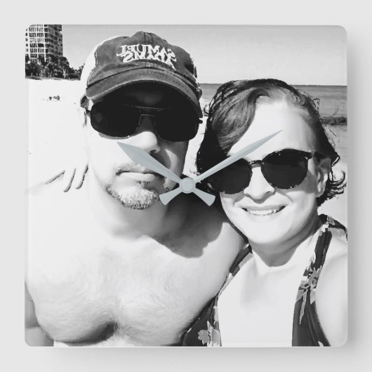 写真カップルのパーソナライズされた追加 スクエア壁時計 (正面)