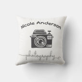 写真カメラのロモダンゴミニマルグラフィック クッション (裏面)