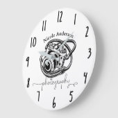 写真カメラのロモダンゴミニマルグラフィック ラージ壁時計 (傾斜)