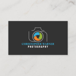 写真カメラシャッター緑オレンジ青グレー 名刺