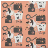 写真カメラスマイルおもしろい写真家パターン ファブリック (見本)