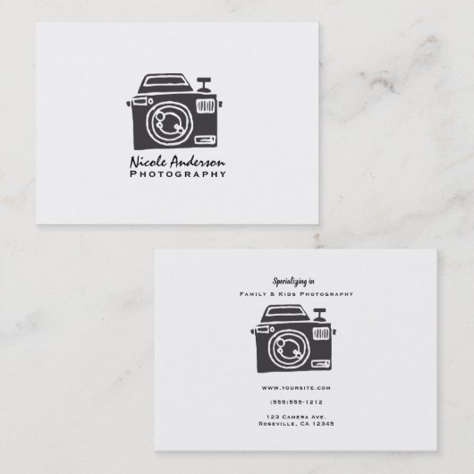 写真カメラモダンロミニマルゴ 名刺 (正面/裏面)