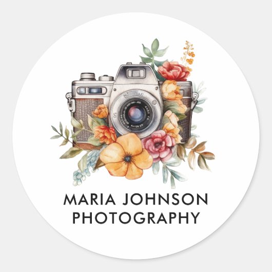 写真カメラロゴシール ラウンドシール (正面)