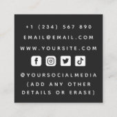 写真カメラ描のアウトライン(白黒) スクエア名刺 (裏面)