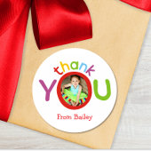 写真カラフルありがとう子供の誕生日パーティー ラウンドシール